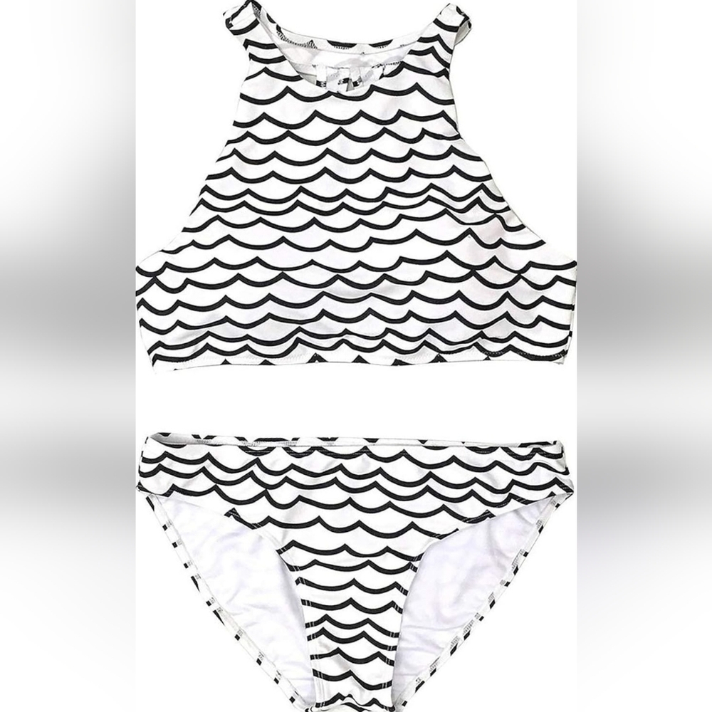 NWOT CUPSHE Women's Deep Water Waves Tank Bikini Set Beach Swimwear